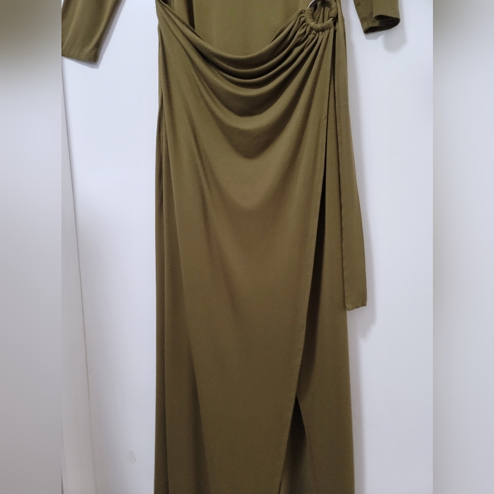 Free People Olive Asyssa Long Sleeve Jersey Maxi Wrap Dress Size Large - Picture 8 of 16